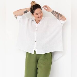 Pristine Magic Linen 100% linen boxy oversized shirt lagenlook size M